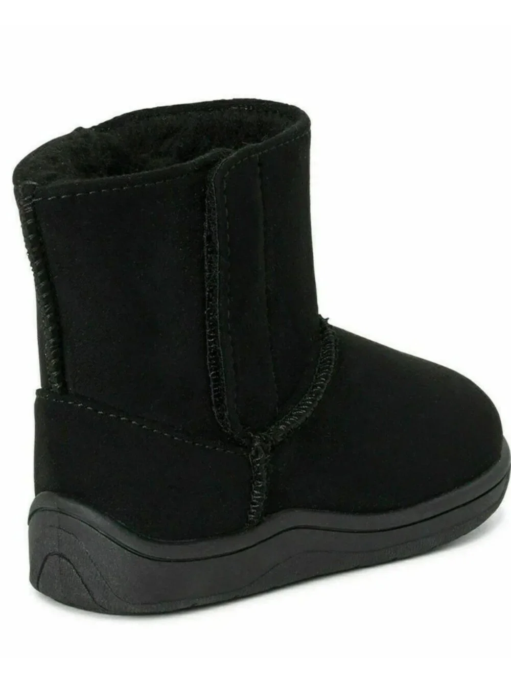 Wonder Nation Infant Size 2 Boots Cozy Black Pull-On Faux Fur Lightweight Warm